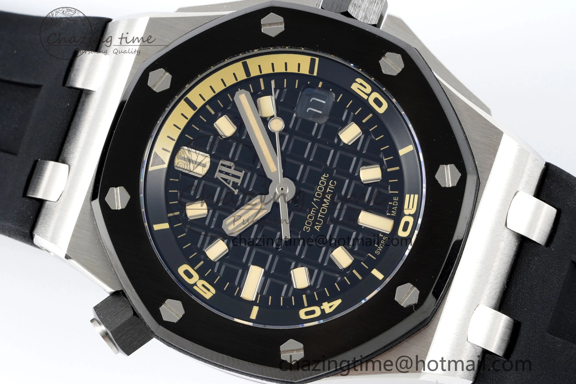 Royal Oak Offshore Diver Black Ceramic Bezel 15720 IPF Best Edition Black Dial on Black Rubber Strap A Flexible 4708