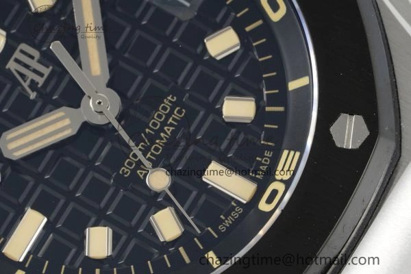 Royal Oak Offshore Diver Black Ceramic Bezel 15720 IPF Best Edition Black Dial on Black Rubber Strap A Flexible 4708
