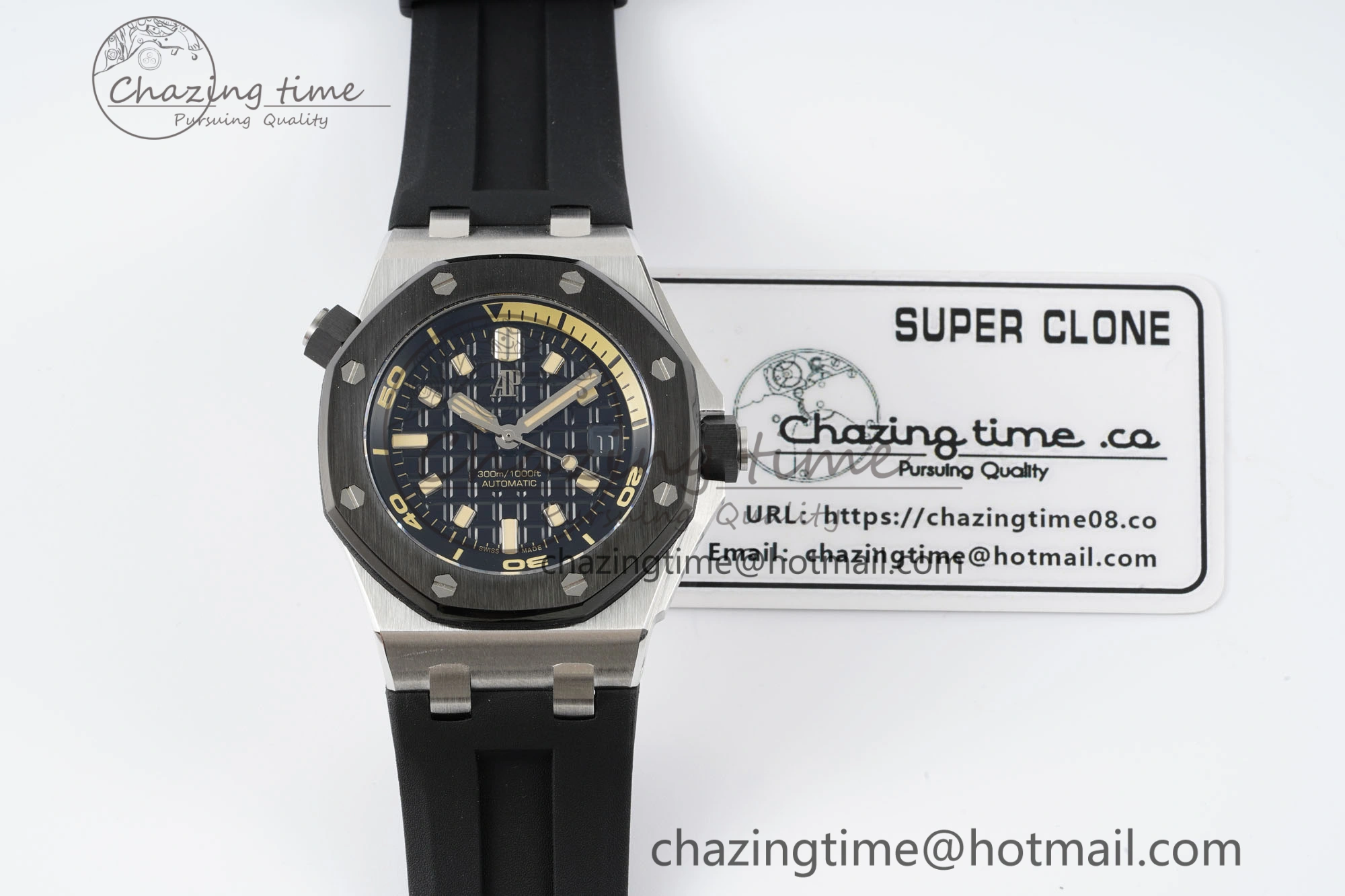 Royal Oak Offshore Diver Black Ceramic Bezel 15720 IPF Best Edition Black Dial on Black Rubber Strap A Flexible 4708