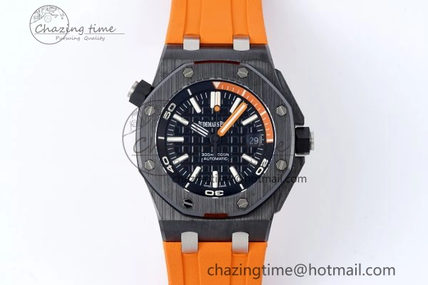 Royal Oak Offshore Diver Black Ceramic IPF Best Edition on Orange Rubber Strap A Sleek 4699