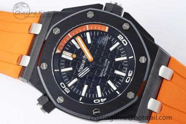 Royal Oak Offshore Diver Black Ceramic IPF Best Edition on Orange Rubber Strap A Sleek 4699