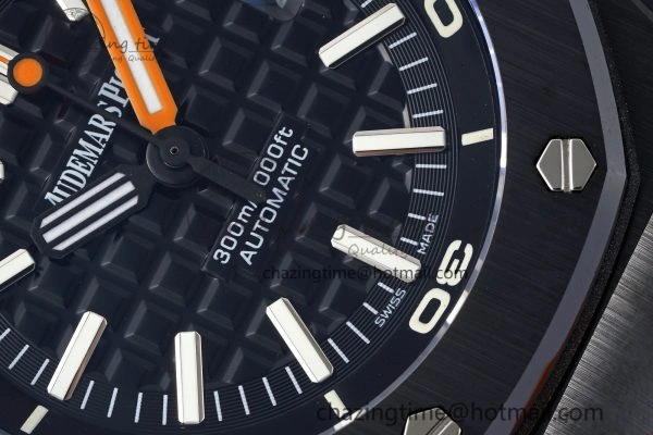 Royal Oak Offshore Diver Black Ceramic IPF Best Edition on Orange Rubber Strap A Sleek 4699