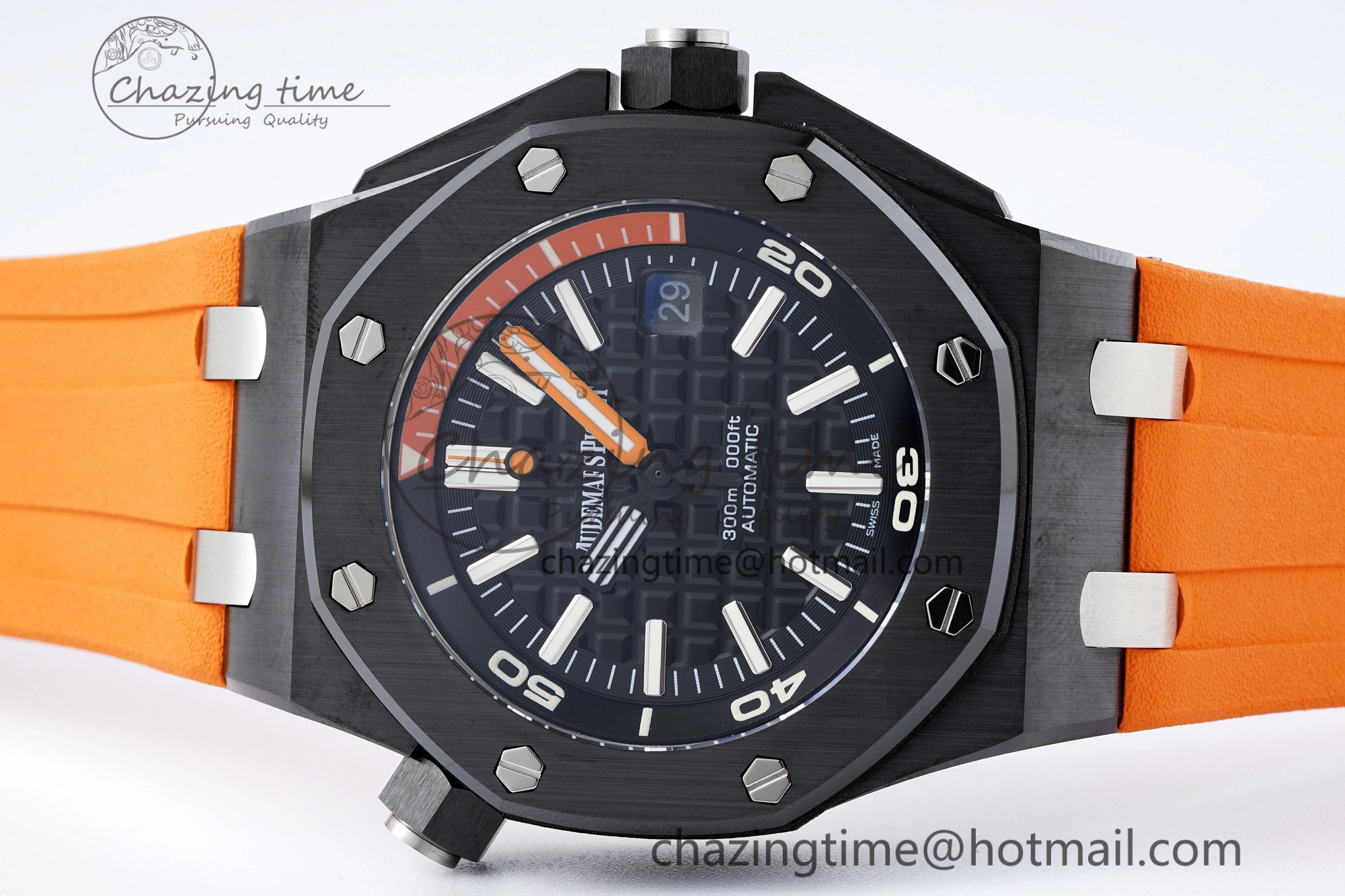 Royal Oak Offshore Diver Black Ceramic IPF Best Edition on Orange Rubber Strap A Sleek 4699