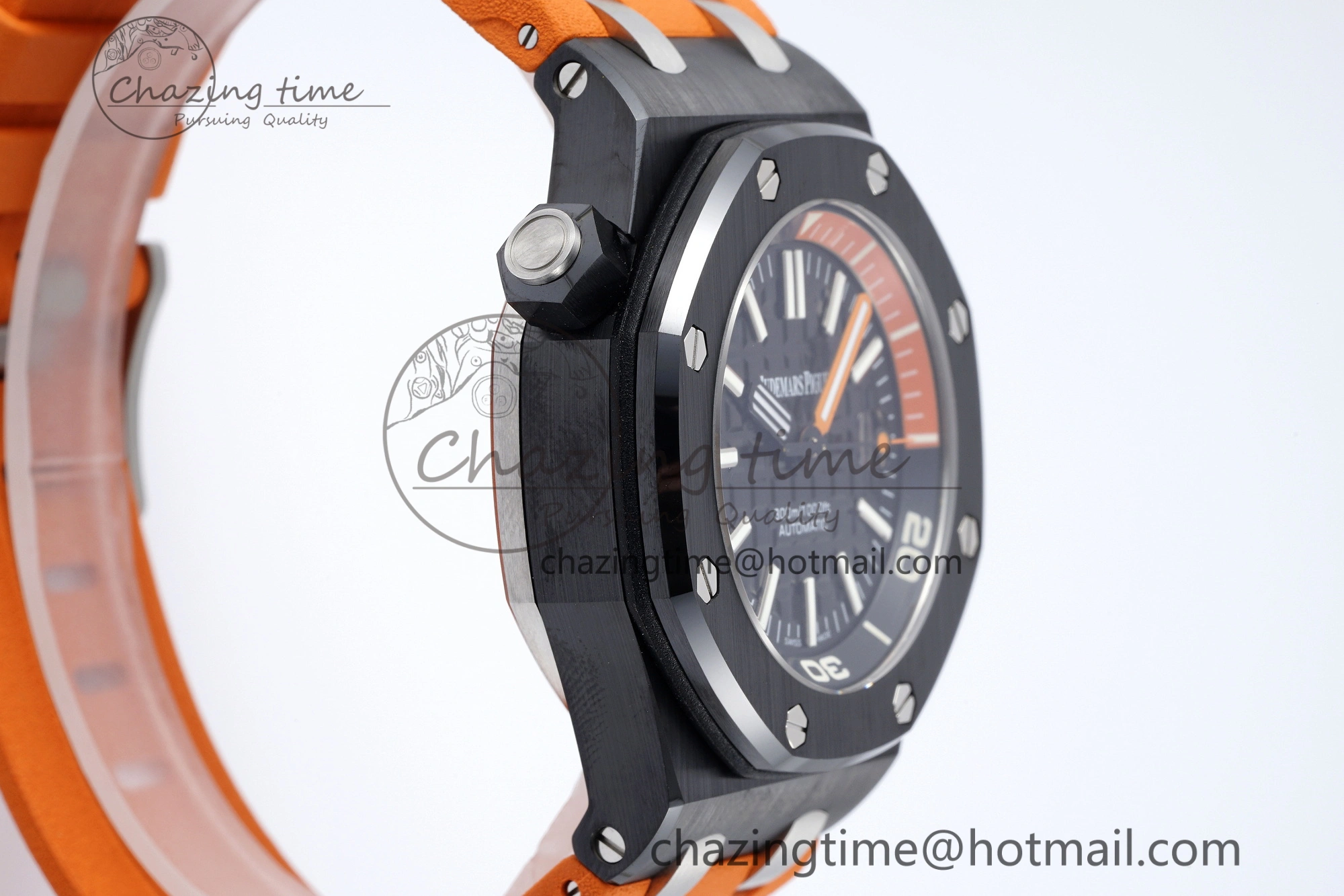 Royal Oak Offshore Diver Black Ceramic IPF Best Edition on Orange Rubber Strap A Sleek 4699