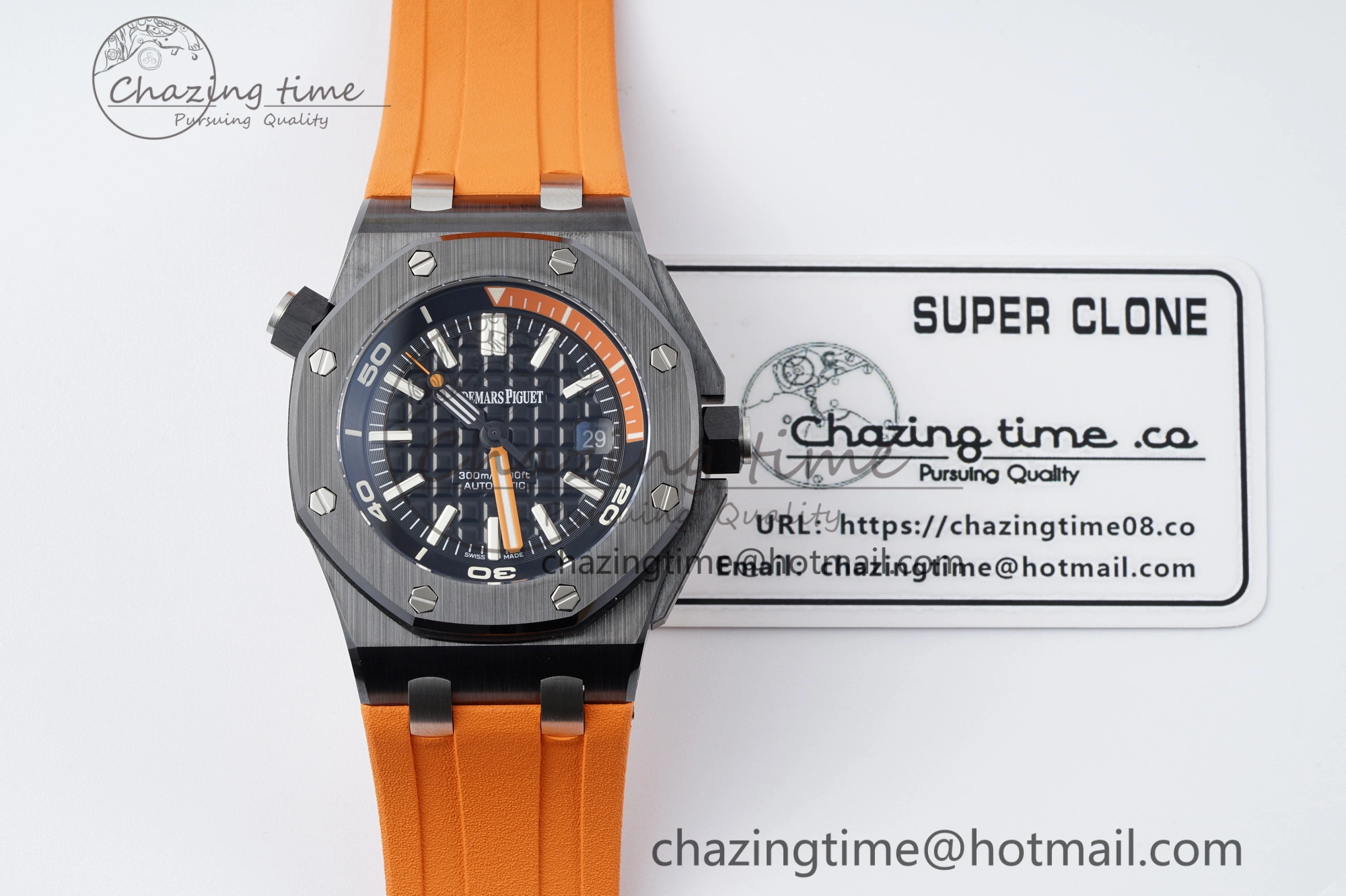 Royal Oak Offshore Diver Black Ceramic IPF Best Edition on Orange Rubber Strap A Sleek 4699