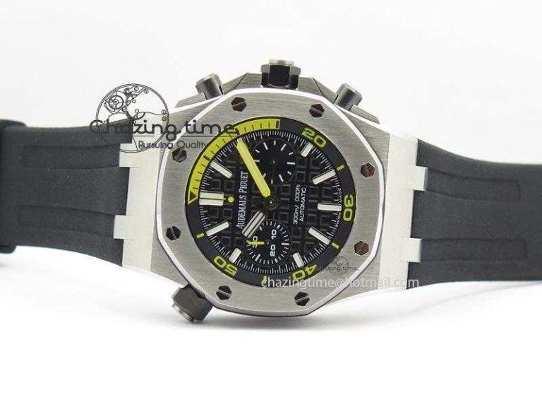 HighQuality Royal Oak Offshore Diver Chronograph Black JF Best Edition On Black Rubber Strap A 5073