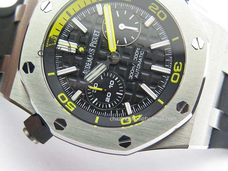 HighQuality Royal Oak Offshore Diver Chronograph Black JF Best Edition On Black Rubber Strap A 5073