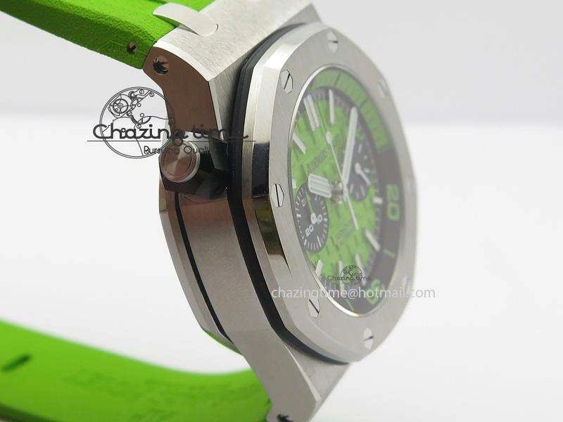 SportInspired Royal Oak Offshore Diver Chronograph Green JF Best Edition On Green Rubber Strap A 5083