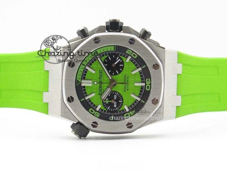 SportInspired Royal Oak Offshore Diver Chronograph Green JF Best Edition On Green Rubber Strap A 5083