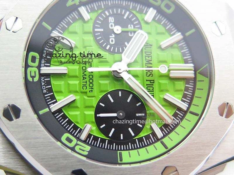 SportInspired Royal Oak Offshore Diver Chronograph Green JF Best Edition On Green Rubber Strap A 5083