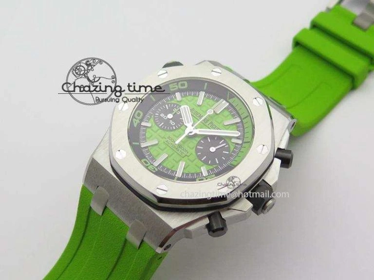 SportInspired Royal Oak Offshore Diver Chronograph Green JF Best Edition On Green Rubber Strap A 5083