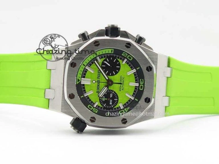 Royal Oak Offshore Diver Chronograph Green Noob Best Edition On Green Rubber Strap A TopPick 5064