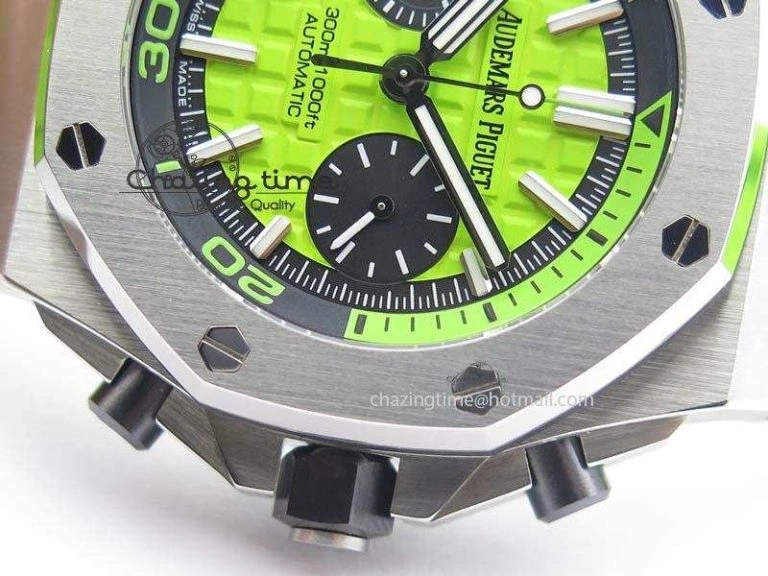 Royal Oak Offshore Diver Chronograph Green Noob Best Edition On Green Rubber Strap A TopPick 5064