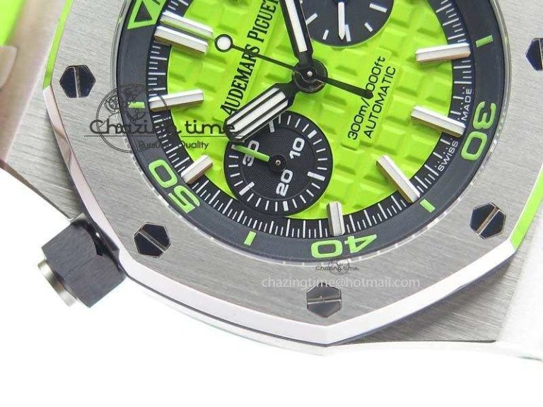 Royal Oak Offshore Diver Chronograph Green Noob Best Edition On Green Rubber Strap A TopPick 5064