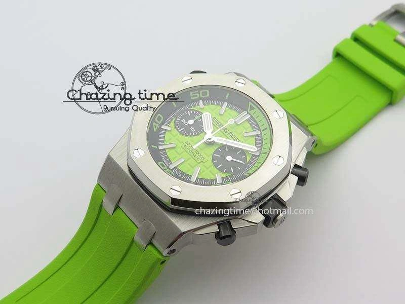 Royal Oak Offshore Diver Chronograph Green Noob Best Edition On Green Rubber Strap A TopPick 5064