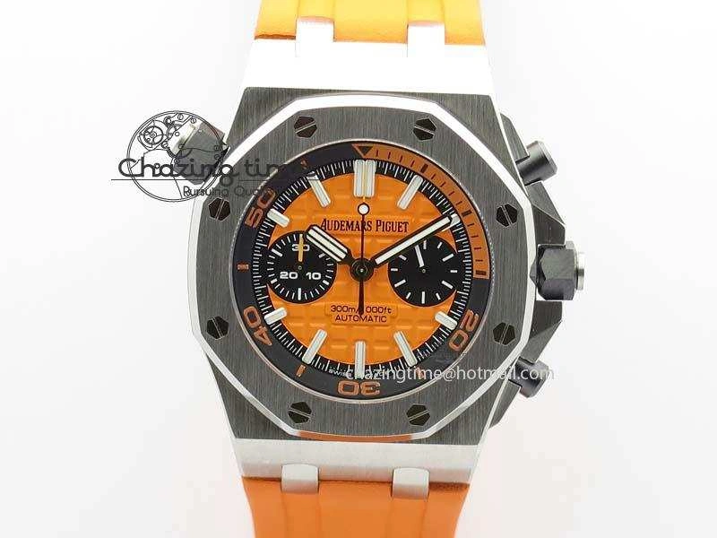 HighPerformance Royal Oak Offshore Diver Chronograph Orange Noob Best Edition On Orange Rubber Strap A 5065