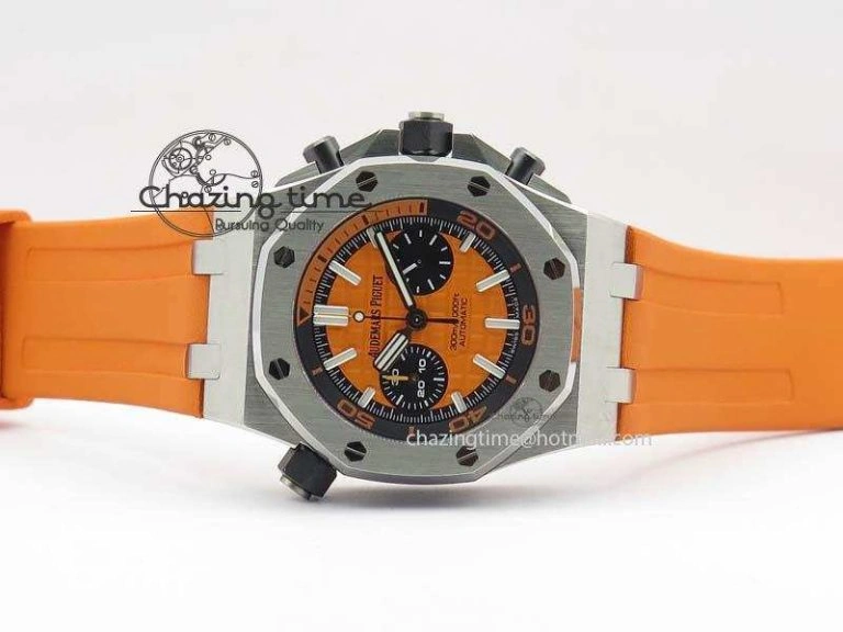 HighPerformance Royal Oak Offshore Diver Chronograph Orange Noob Best Edition On Orange Rubber Strap A 5065