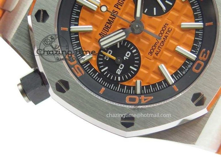 HighPerformance Royal Oak Offshore Diver Chronograph Orange Noob Best Edition On Orange Rubber Strap A 5065