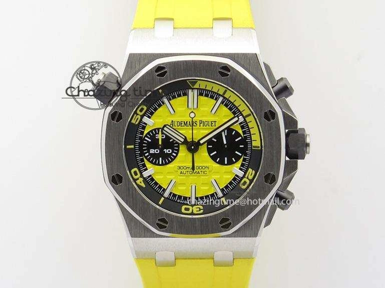 MultiPurpose Royal Oak Offshore Diver Chronograph Yellow JF Best Edition On Yellow Rubber Strap A 5086