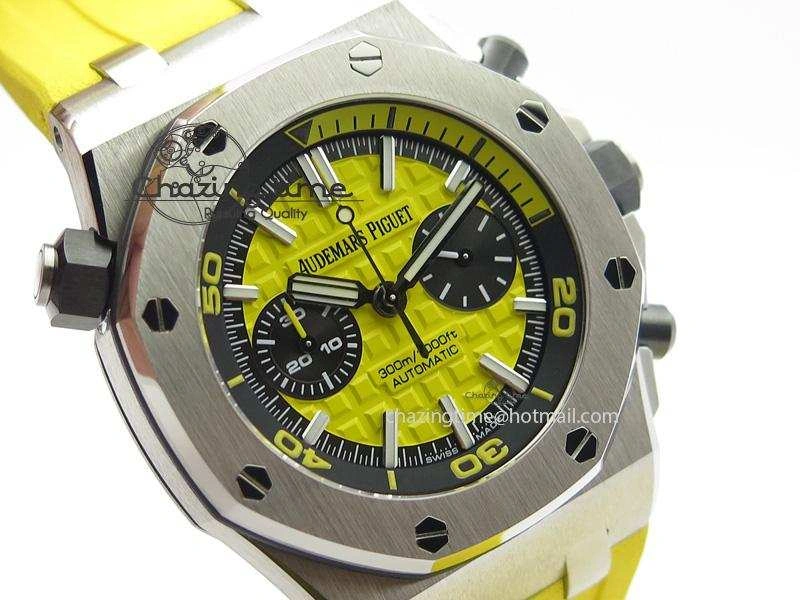 MultiPurpose Royal Oak Offshore Diver Chronograph Yellow JF Best Edition On Yellow Rubber Strap A 5086
