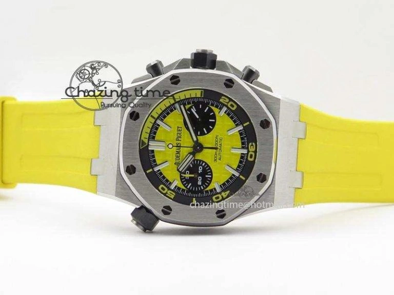 MultiPurpose Royal Oak Offshore Diver Chronograph Yellow JF Best Edition On Yellow Rubber Strap A 5086