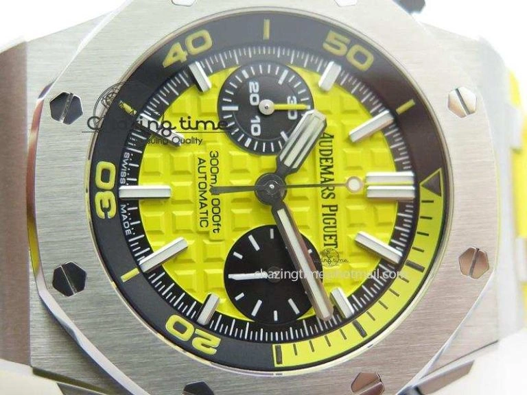 MultiPurpose Royal Oak Offshore Diver Chronograph Yellow JF Best Edition On Yellow Rubber Strap A 5086
