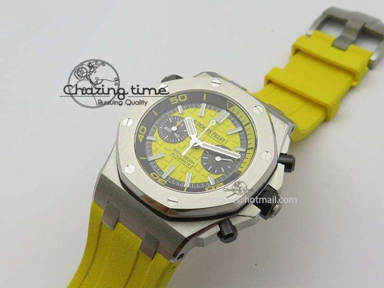 MultiPurpose Royal Oak Offshore Diver Chronograph Yellow JF Best Edition On Yellow Rubber Strap A 5086