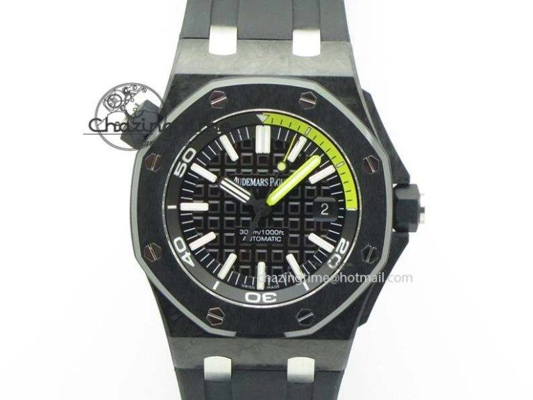 Royal Oak Offshore Diver Forged Carbon 1:1 V6F Best Edition On Rubber Strap A WellDesigned 5110