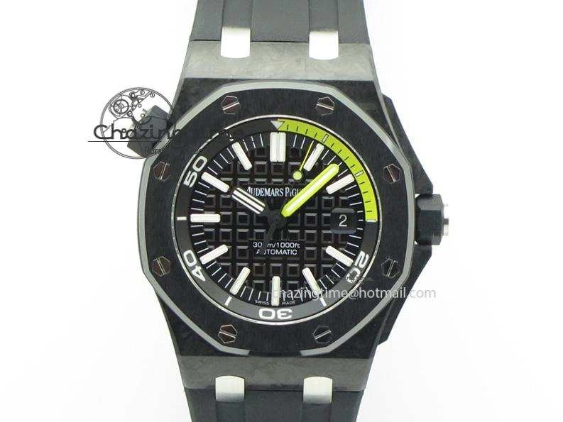 Royal Oak Offshore Diver Forged Carbon 1:1 V6F Best Edition On Rubber Strap A WellDesigned 5110