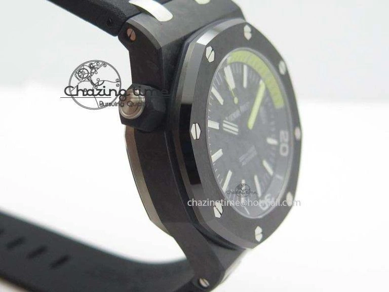 Royal Oak Offshore Diver Forged Carbon 1:1 V6F Best Edition On Rubber Strap A WellDesigned 5110