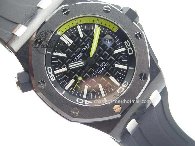Royal Oak Offshore Diver Forged Carbon 1:1 V6F Best Edition On Rubber Strap A WellDesigned 5110
