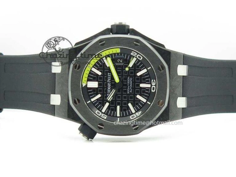 Royal Oak Offshore Diver Forged Carbon 1:1 V6F Best Edition On Rubber Strap A WellDesigned 5110