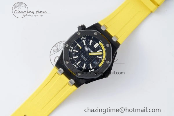Royal Oak Offshore Diver Forged Carbon IPF Best Edition on Yellow Rubber Strap MIYOTA Trendy 4698