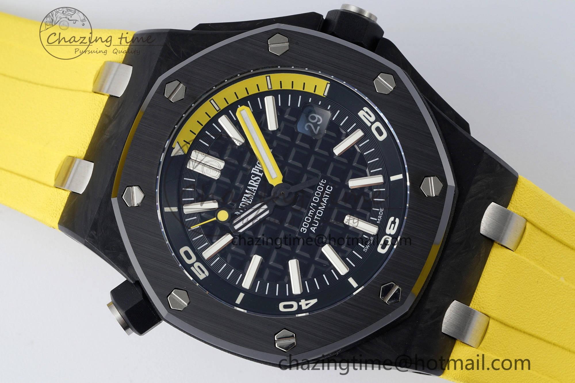 Royal Oak Offshore Diver Forged Carbon IPF Best Edition on Yellow Rubber Strap MIYOTA Trendy 4698