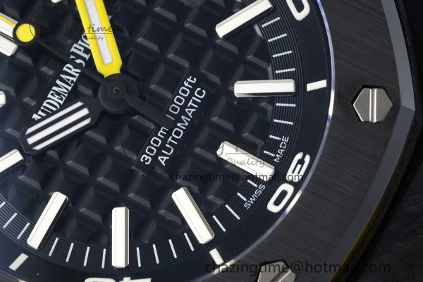 Royal Oak Offshore Diver Forged Carbon IPF Best Edition on Yellow Rubber Strap MIYOTA Trendy 4698