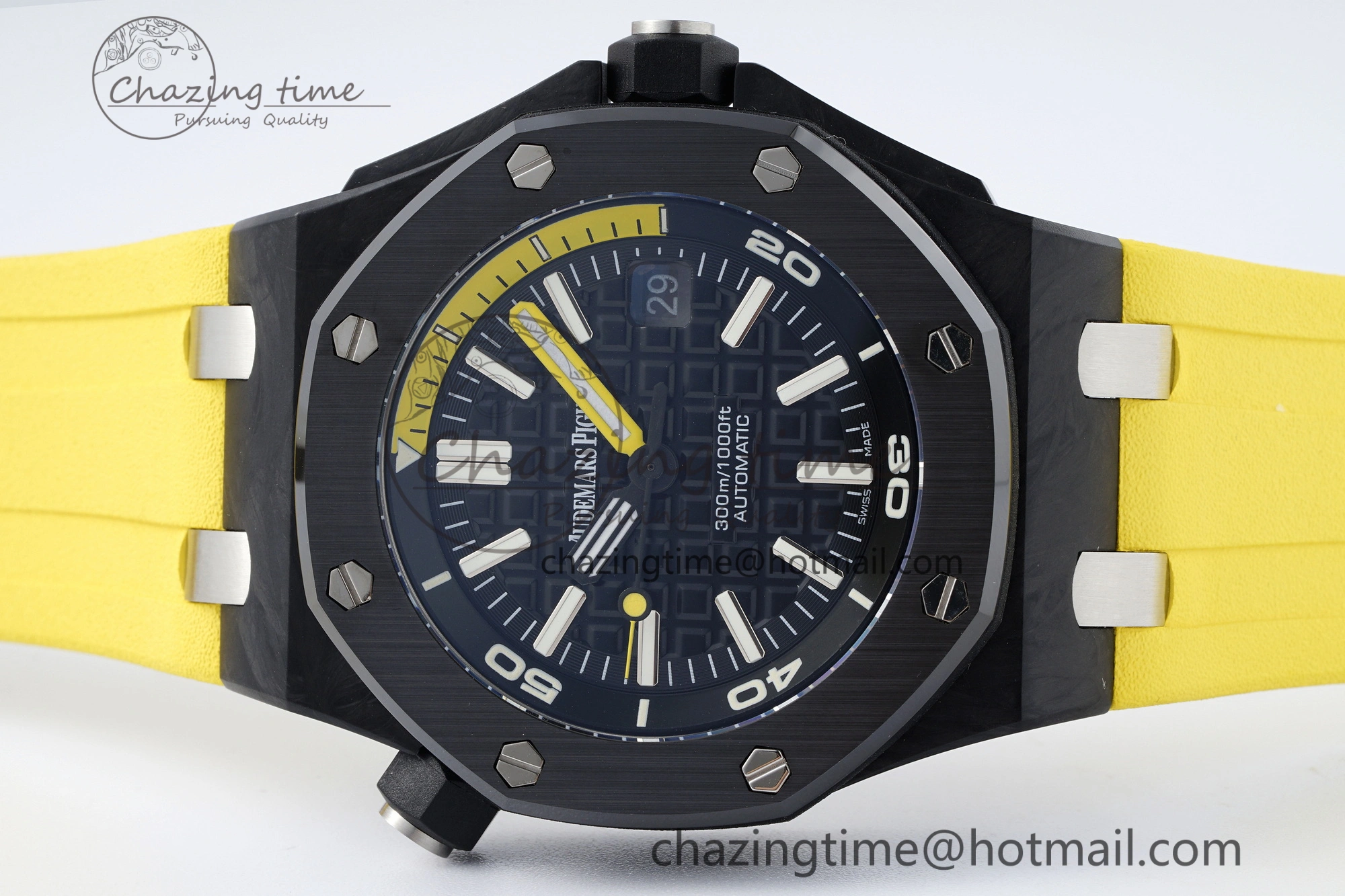 Royal Oak Offshore Diver Forged Carbon IPF Best Edition on Yellow Rubber Strap MIYOTA Trendy 4698