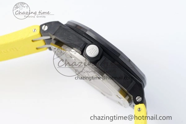 Royal Oak Offshore Diver Forged Carbon IPF Best Edition on Yellow Rubber Strap MIYOTA Trendy 4698