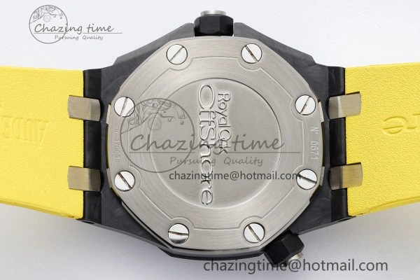 Royal Oak Offshore Diver Forged Carbon IPF Best Edition on Yellow Rubber Strap MIYOTA Trendy 4698