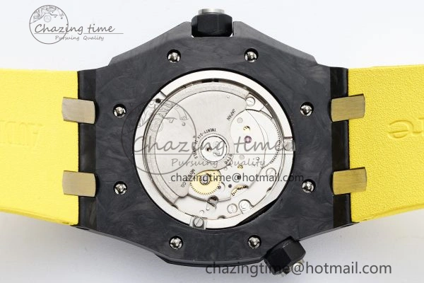 Royal Oak Offshore Diver Forged Carbon IPF Best Edition on Yellow Rubber Strap MIYOTA Trendy 4698
