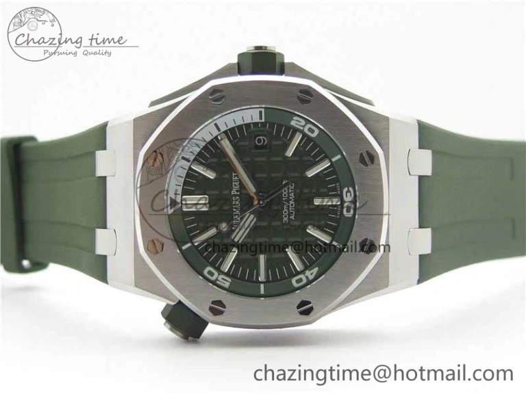 Royal Oak Offshore Diver Green 15710 JF 1:1 Best Edition on Green Rubber Strap A Lightweight 4868