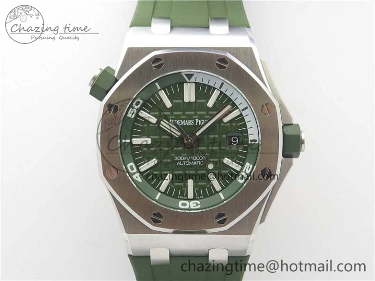 Royal Oak Offshore Diver Green 15710 JF 1:1 Best Edition on Green Rubber Strap A Lightweight 4868