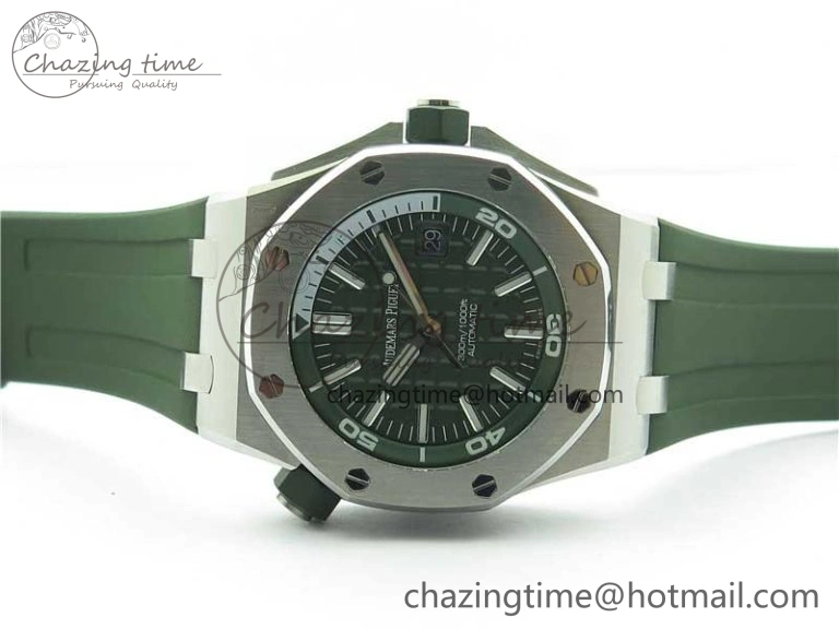 Royal Oak Offshore Diver Green 15710 JF 1:1 Best Edition on Green Rubber Strap A GoAnywhere 4821
