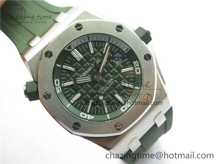 Royal Oak Offshore Diver Green 15710 JF 1:1 Best Edition on Green Rubber Strap A GoAnywhere 4821