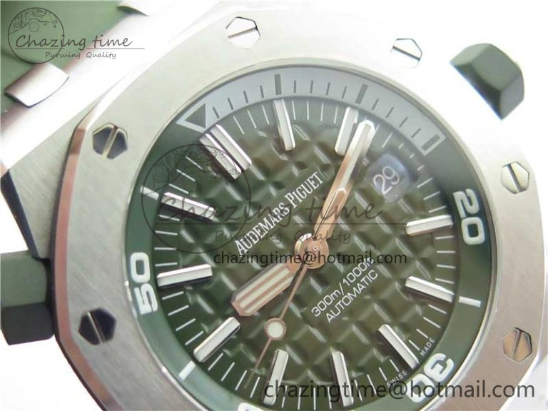 Royal Oak Offshore Diver Green 15710 JF 1:1 Best Edition on Green Rubber Strap A GoAnywhere 4821
