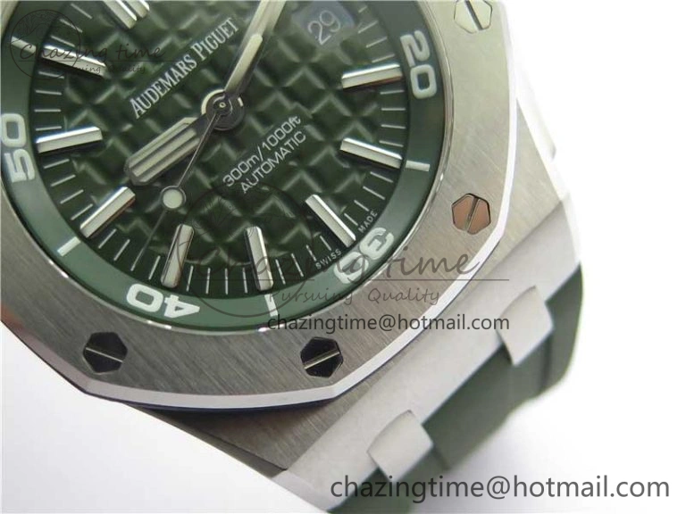 Royal Oak Offshore Diver Green 15710 JF 1:1 Best Edition on Green Rubber Strap A GoAnywhere 4821