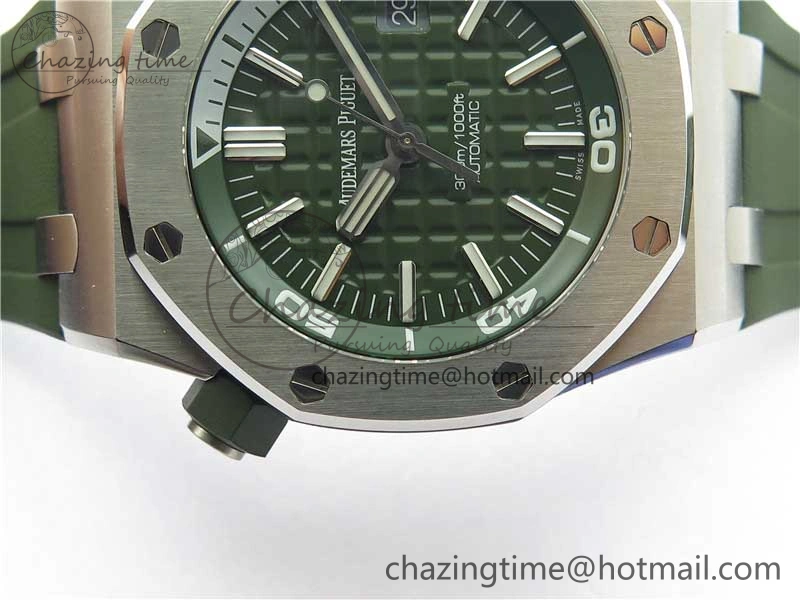 Royal Oak Offshore Diver Green 15710 JF 1:1 Best Edition on Green Rubber Strap A GoAnywhere 4821