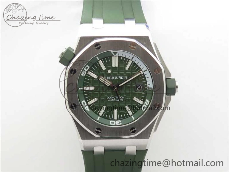 Royal Oak Offshore Diver Green 15710 JF 1:1 Best Edition on Green Rubber Strap A GoAnywhere 4821