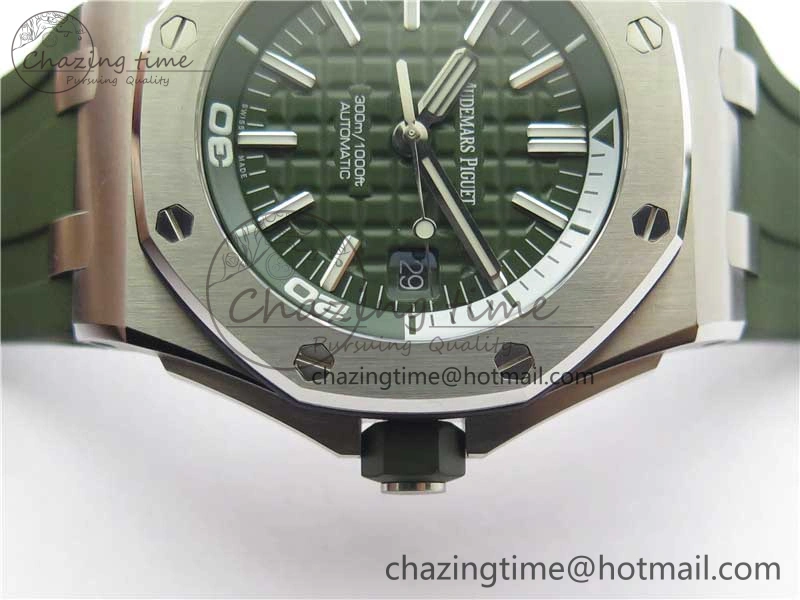 Royal Oak Offshore Diver Green 15710 JF 1:1 Best Edition on Green Rubber Strap A GoAnywhere 4821