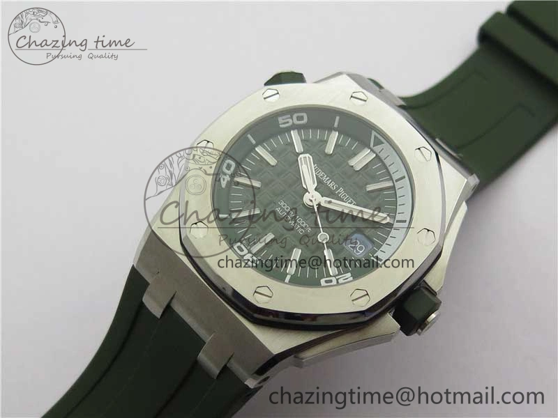 Royal Oak Offshore Diver Green 15710 JF 1:1 Best Edition on Green Rubber Strap A GoAnywhere 4821