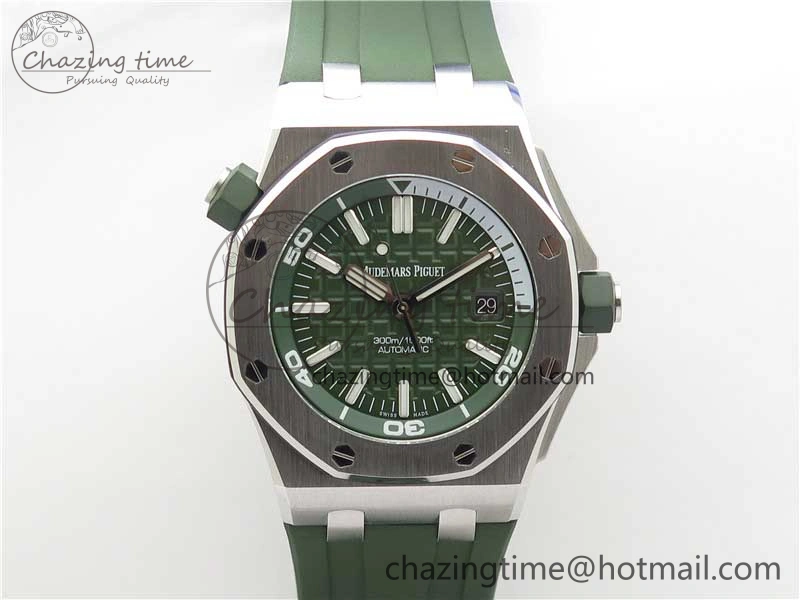 Royal Oak Offshore Diver Green 15710 JF 1:1 Best Edition on Green Rubber Strap A GoAnywhere 4821
